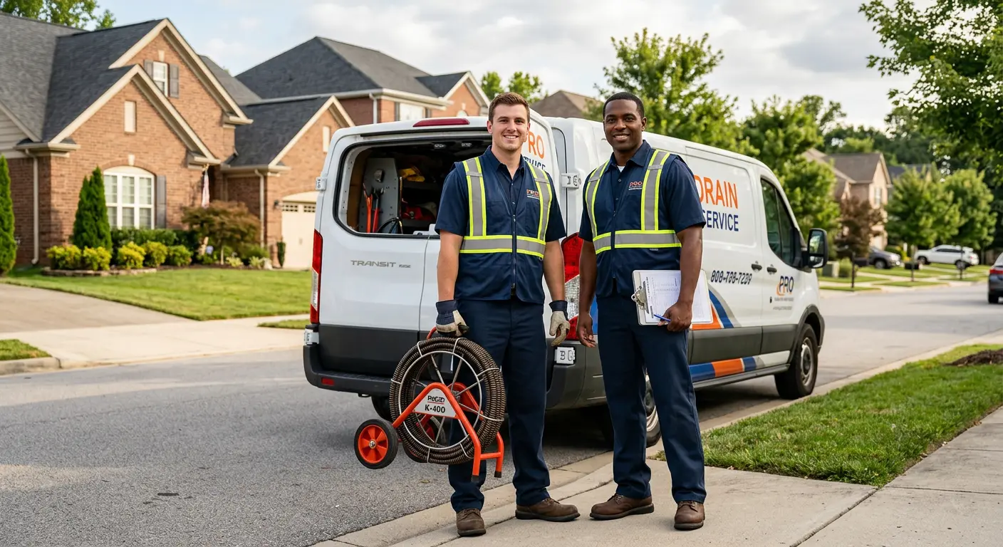 Sewer and drain service team with equipment ready for work in Sulphur Springs